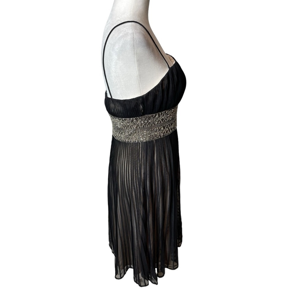 JS Collections Black Chiffon Cocktail Dress Beaded Waist | Size 6 - Picture 6 of 10